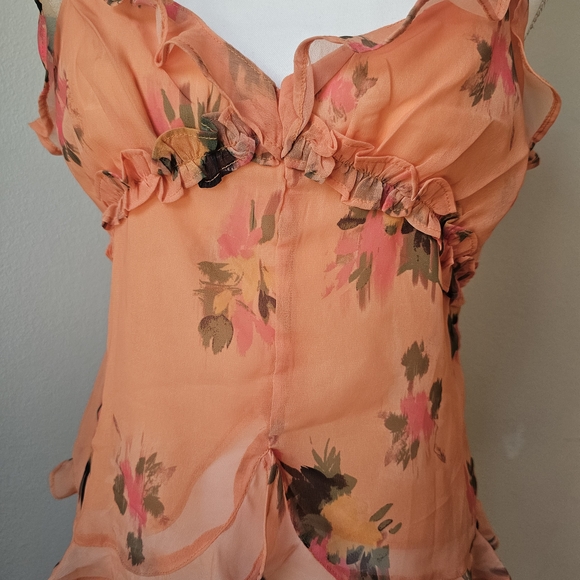 Steve Madden Peach Floral Ruffle Spaghetti Strap Camisole - Picture 9 of 9